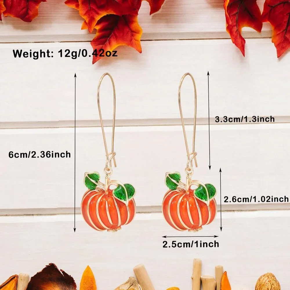 Fall Earrings Crystal Maple Leaf Earring for Women Orange Autumn Maple Leaves Th - Picture 7 of 7